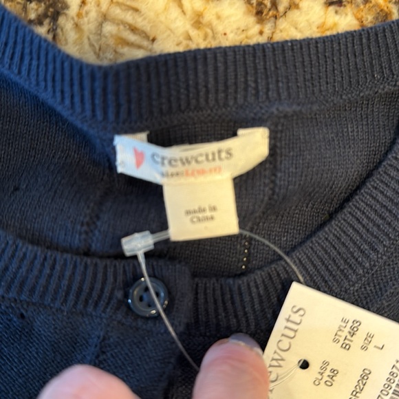 NWT Jcrew Crewcuts cardigan size 10-11. Large. NWT. Navy blue with cherries. - Picture 3 of 3